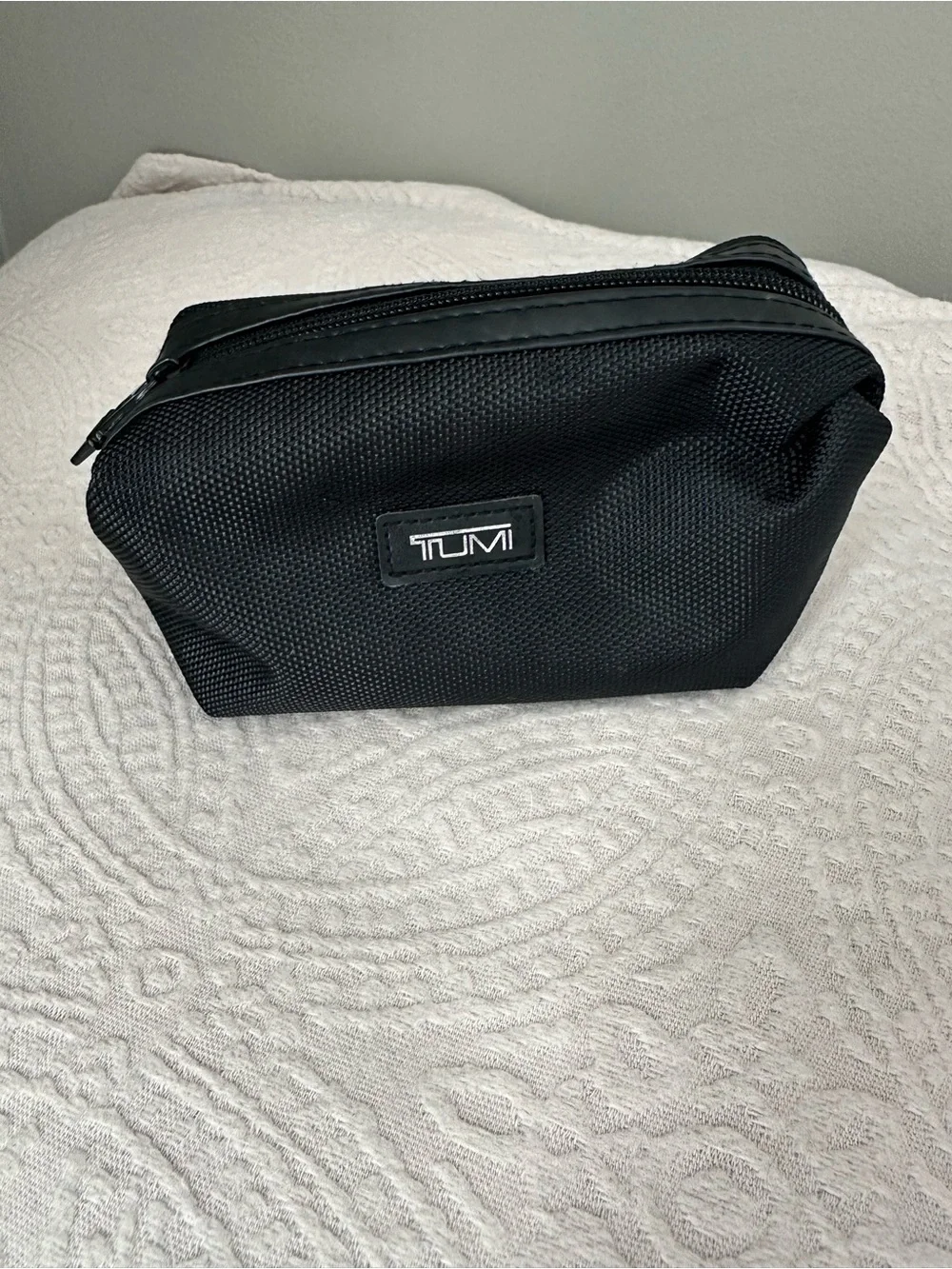 Tumi Black Textured Nylon Small Toiletry Bag!